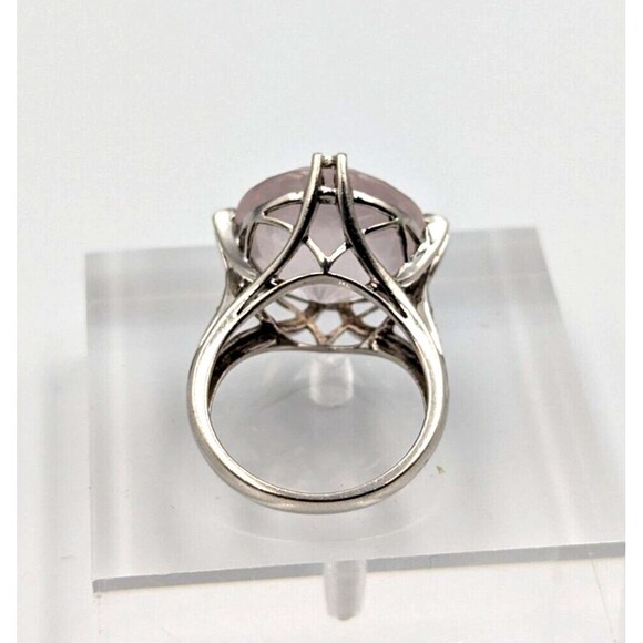 Sterling Silver 925 Checkerboard Cut Pink Chalcedony Clear Topaz Ring Sz 6 - Picture 11 of 16